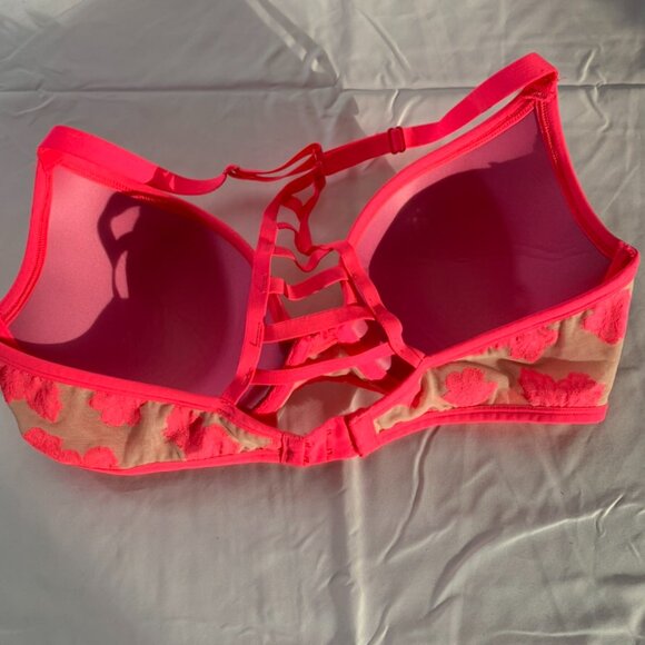 Pink VS Ladder Back Floral Overlay Bra - Picture 6 of 14